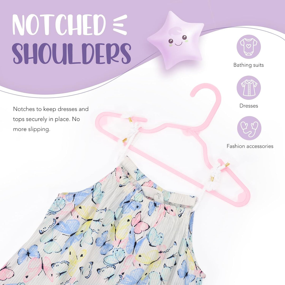 HOUSE DAY Plastic Baby Hangers for Closet 20 Pack, Durable Plastic Kids Hangers for Baby Clothes, Thin & Compact Childrens Hangers, Space Saving Pink Baby Hanger, Small Hanger for Kids Clothes