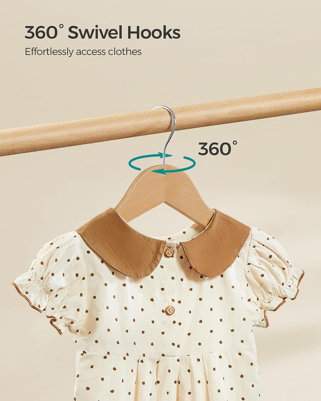 SONGMICS Baby Hangers 20 Pack, Kids Wooden Hangers for Children's Clothes