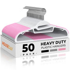HOUSE DAY Grey Plastic Hangers 50 Pack, Slim Space Saving, Non Slip Hangers with Rubber Pads, Sturdy Heavy Duty Coat Hanger for Closet, S-Shaped Clothes Hanger for Shirt, Suit, Pant, Skirt