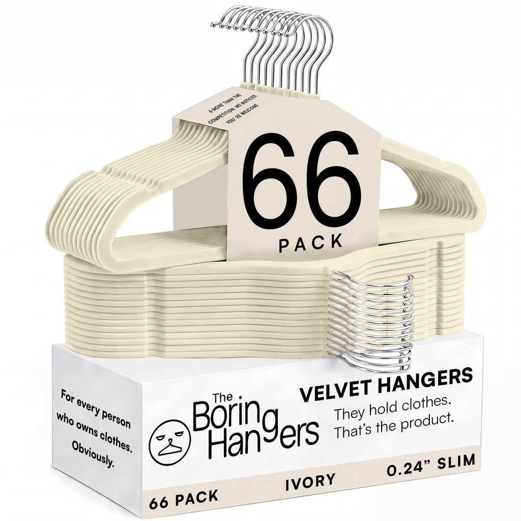66 Pack Black Velvet Hangers Non Slip, Felt Hangers