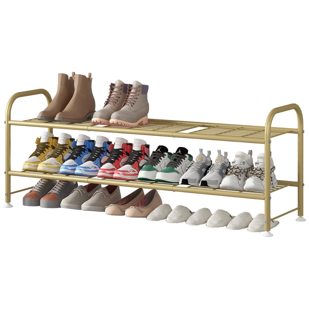 LINZINAR 3 Tier Long Shoe Rack for Closet Metal Shoe Organizer for Entryway
