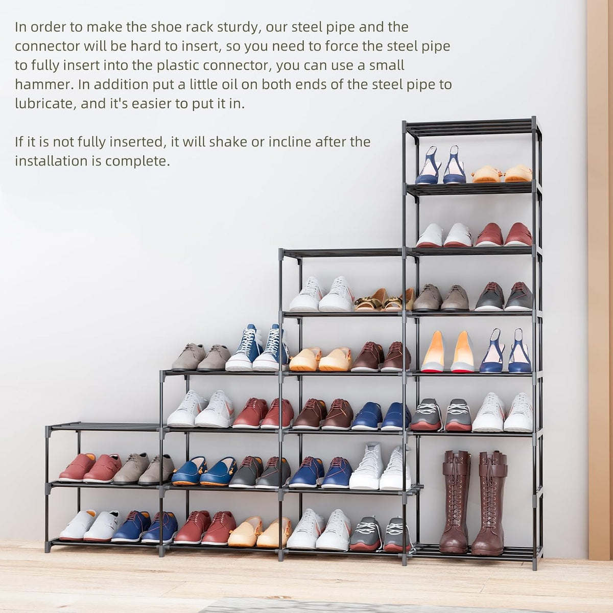 SMILHELTD Large Shoe Rack 4 Row 8 Tier for Entryway Holds 64 Pairs