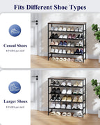 Kitsure 5-Tier Shoe Rack with Wooden Top, 29.5" x 11.4" x 31.1", Brown