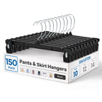 Smartor Black Pants Hangers 30 Pack, Skirt Hangers with Clips, 12 Inch