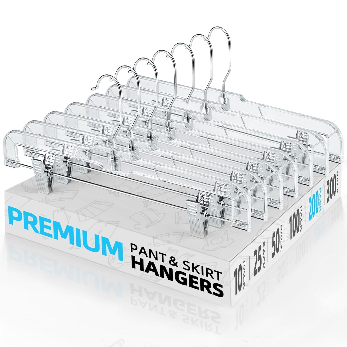 HOUSE DAY Heavy Duty Clear Pants Hangers 25 Pack, 14'' Skirt Hangers