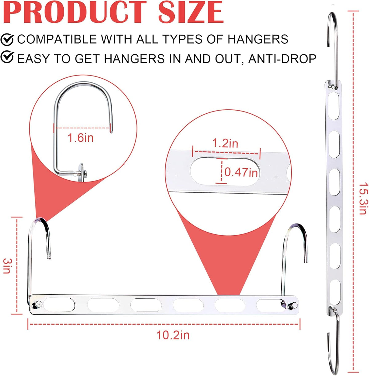 12 Pack Space Saving Hangers for Clothes: Collapsible Metal Hanger