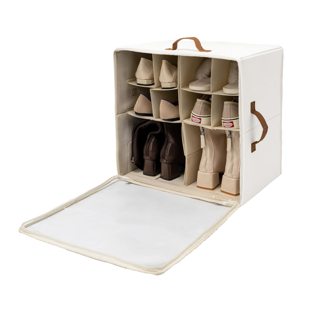 StorageWorks 2-Pack 32-Pair Shoe Storage Organizer for Closet, Beige