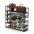Hsscblet 6 Tiers Metal Shoe Rack,Adjustable Shoe Shelf Storage Organizer with Hooks,Stackable Boot & Shoe Storage,for Entryway,Hallway,Closet,Black