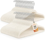HOUSE DAY Ivory Velvet Hangers 50 Pack - Non Slip Felt Hangers, No Wrinkles