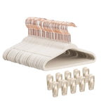 Baby Velvet Hangers 30 Pack - 11 Inch Premium Felt Non Slip Kids Hanger for Infant & Toddler Clothes - 0.2" Slim Space-Saving Baby Felt Hangers for Children's Closet with 10 Clips - Beige