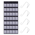 35 Pocket Over Door Shoe Organizer with 4 Metal Hooks（Grey）