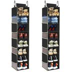 Large-Sized Hanging Shoe Organizer 8-Shelf, Hanging Closet Organizer with 8 Side Pockets, Wider Hanging Shelves for Storage Shoes Clothes 9" W × 11.8" D× 48" H, Grey