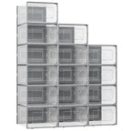 Foluck X-Large 15 Pack Shoe Storage Organizer Box Clear Plastic Stackable