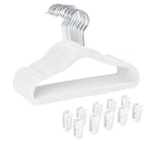 Finnhomy Non-Slip Clothes Hanger for Baby and Kids 30-Pack Velvet Hangers with 10 Finger Clips,Beige