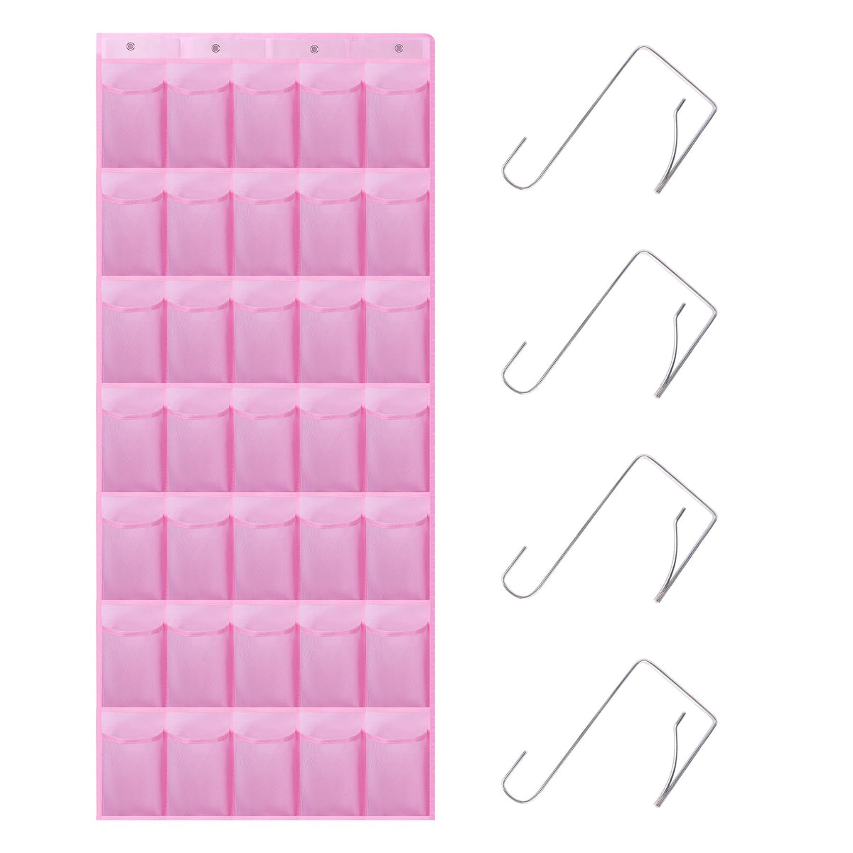 35 Pocket Over Door Shoe Organizer with 4 Metal Hooks（Grey）