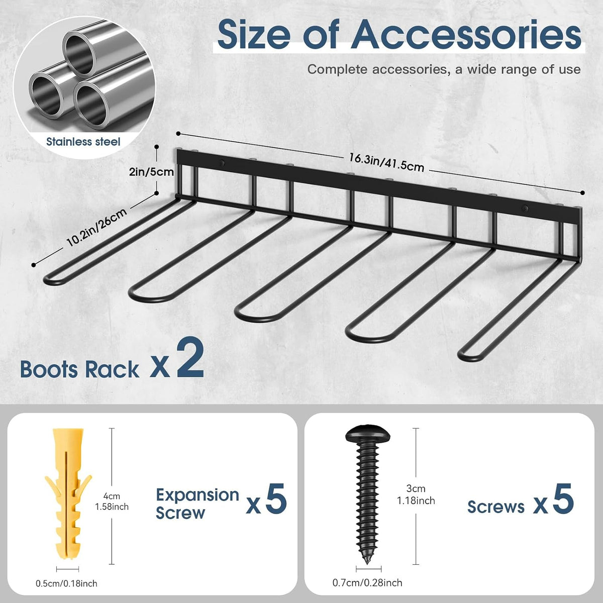 Zacurter Wader Hangers, Metal Wall Mounted Shoe Rack - 4 Pair Boot Organizer for Tall and Cowboy Boots - Entryway and Garage (2 Pack)