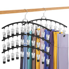 2 Pack Legging Organizer for Closet 360° Swivel, Metal Gym Clothes Organizer w/20 Clips Holds 20 Leggings, Hangers Space Saving, Closet Organizers and Storage, Dorm Room Organization Essentials, Black