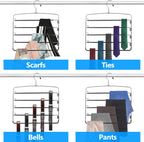 Pants Hangers 3 Pieces,5 Tier Closet Organizers and Storage Clothes Hanger,Hangers Space Saving with Swing Arm,Multiple Metal Hanger Clothes Organization for Pants Trousers Jeans Leggings Slacks