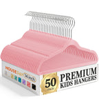 HOUSE DAY 14 Inch Kids Velvet Hangers 50 Pack, Durable Big Kid Hanger Black