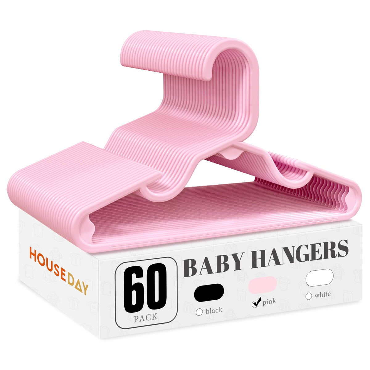 HOUSE DAY Plastic Baby Hangers for Closet 20 Pack, Durable Plastic Kids Hangers for Baby Clothes, Thin & Compact Childrens Hangers, Space Saving Pink Baby Hanger, Small Hanger for Kids Clothes