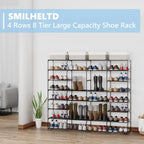 SMILHELTD Large Shoe Rack 4 Row 8 Tier for Entryway Holds 64 Pairs