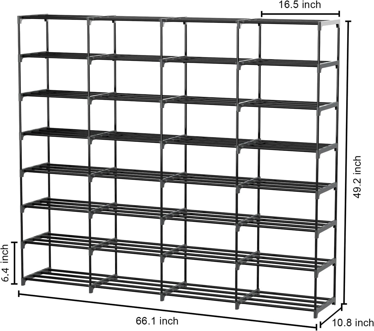 SMILHELTD Large Shoe Rack 4 Row 8 Tier for Entryway Holds 64 Pairs