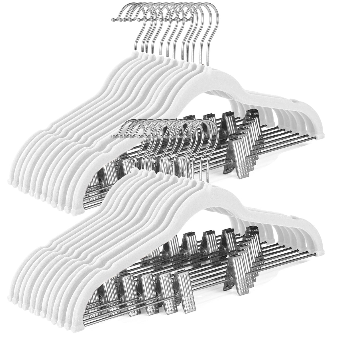 HOUSE DAY Skirt Hangers 24 Pack, Velvet Pants Hangers with Adjustable Clips