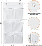 KIMBORA 2 Packs Narrow Over the Door/Wall Shoe Organizer Cruise, Small Hanging Shoe Rack for Closet with Clear Mesh Pocket for Bathroom, RV, Pantry, Camping (White)