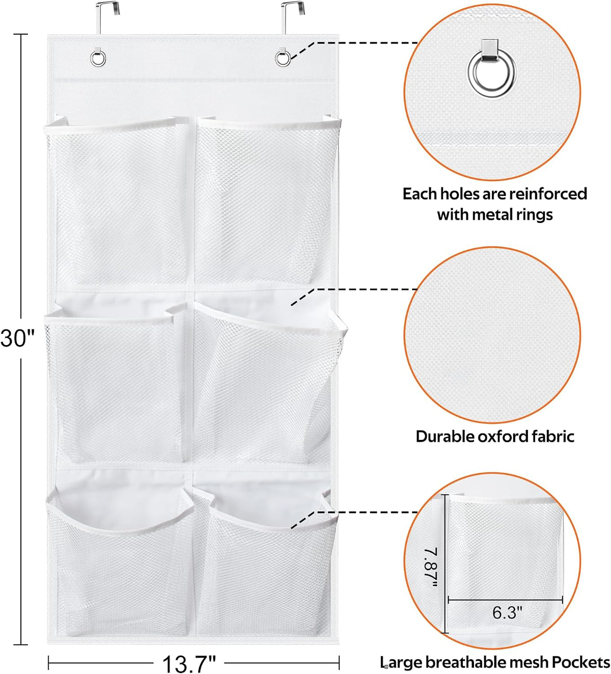 KIMBORA 2 Packs Narrow Over the Door/Wall Shoe Organizer Cruise, Small Hanging Shoe Rack for Closet with Clear Mesh Pocket for Bathroom, RV, Pantry, Camping (White)