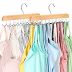 Tank Top Hanger with 40 Hooks for Closet Organizer, Premium Wood Bra Hanger
