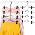 TOPIA HANGER 4 Tier Metal Skirt Hangers with Clips 80% Space Saving 2 Pack