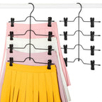TOPIA HANGER 4 Tier Metal Skirt Hangers with Clips 80% Space Saving 2 Pack