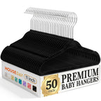 HOUSE DAY 14 Inch Kids Velvet Hangers 50 Pack, Durable Big Kid Hanger Black