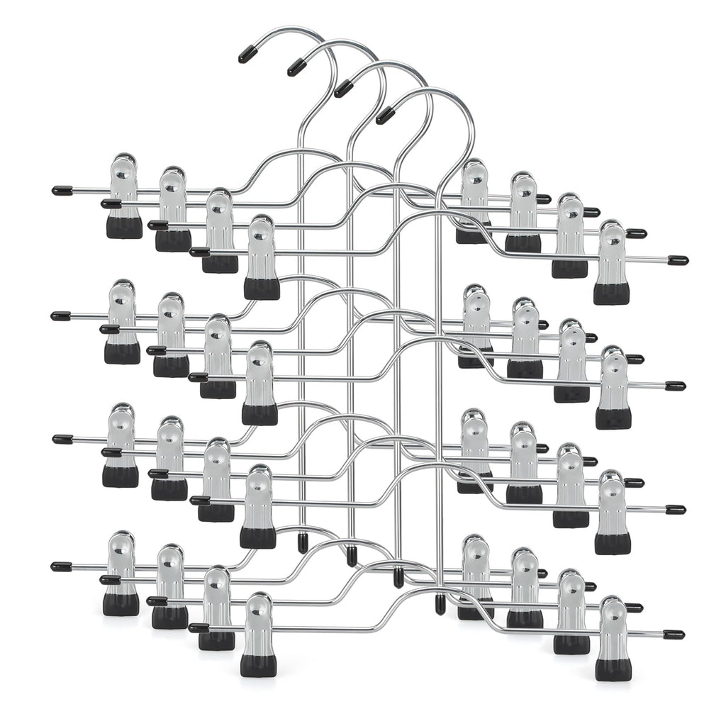 TOPIA HANGER 4 Tier Metal Skirt Hangers with Clips 80% Space Saving 2 Pack
