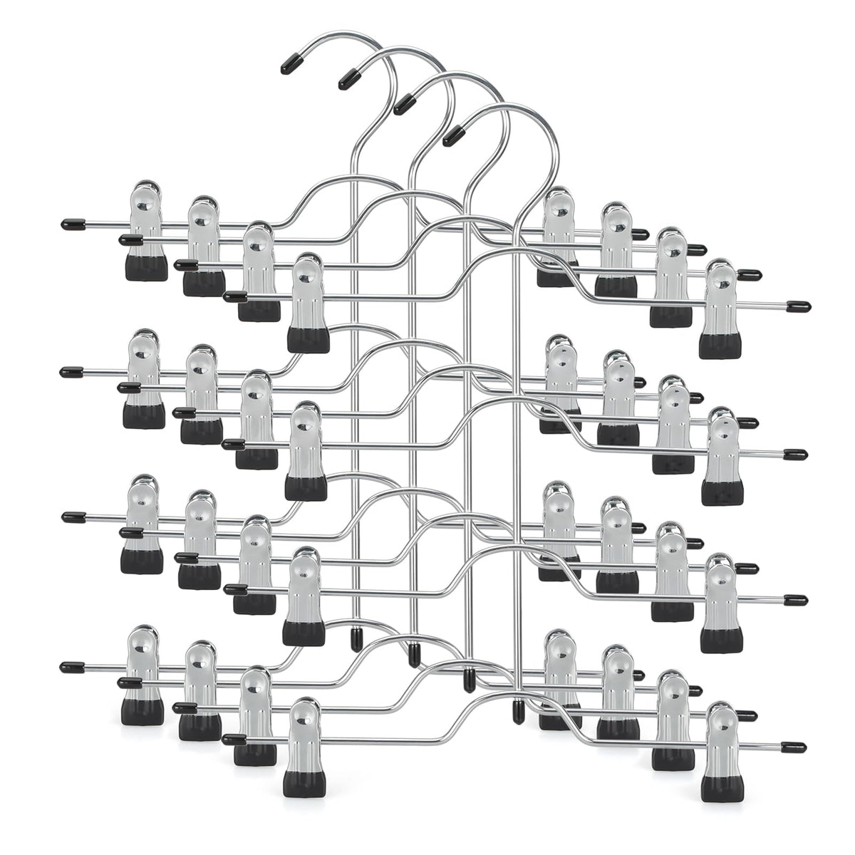 TOPIA HANGER 4 Tier Metal Skirt Hangers with Clips 80% Space Saving 2 Pack