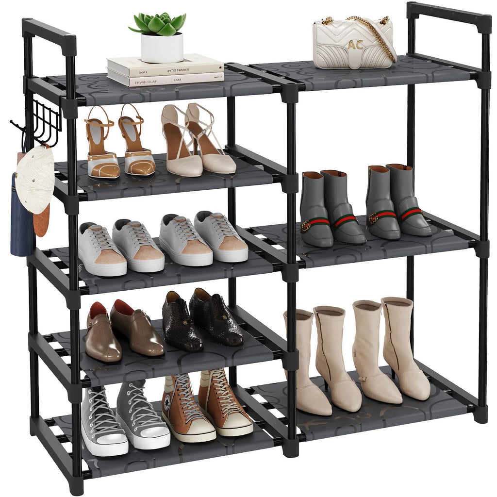 CSXGBAB 9-Tier Shoe Rack Organizer, Tall Garage Shoe Rack, Boot Rack, Black