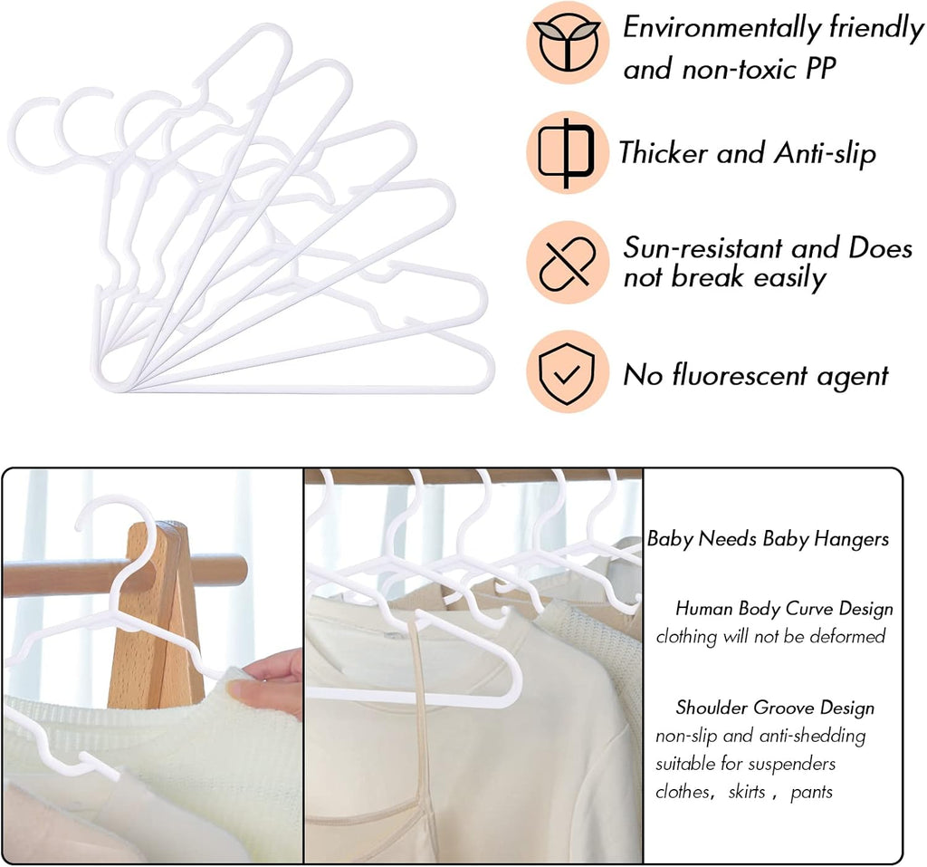 100 Pack White Kids Hangers 11.6 Inch-Baby Clothes Hangers or Toddler&Child
