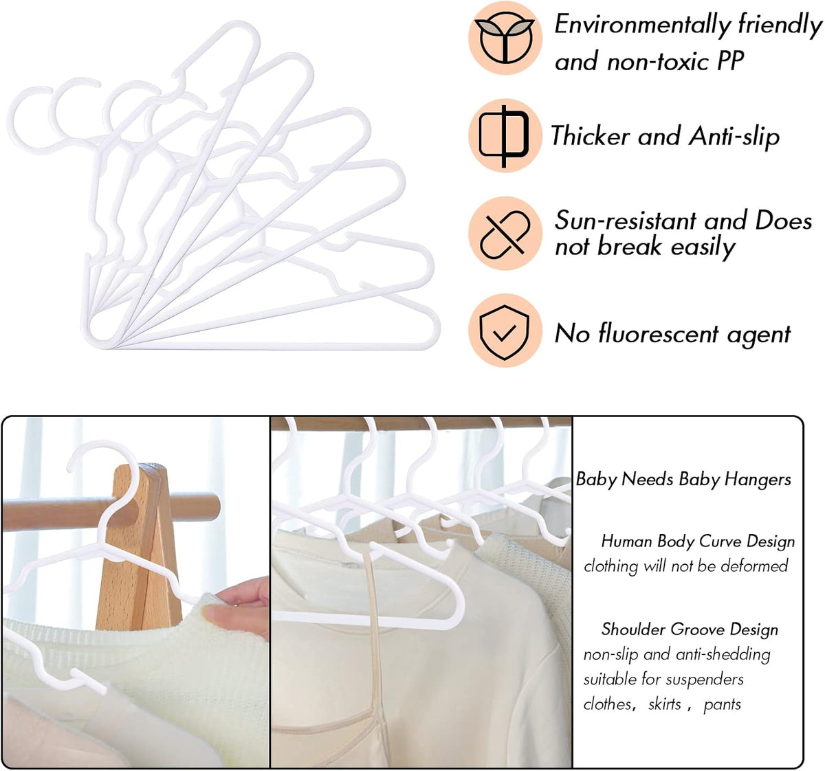 100 Pack White Kids Hangers 11.6 Inch-Baby Clothes Hangers or Toddler&Child