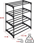 LNYZQUS Upgrade 4-Tier Small Shoe Rack, Metal Stackable Kids Shoe Shelf Storage Shoe Stand Organizer for Closet Entryway Hallway,Zapateras Organizer for Shoes(Black)