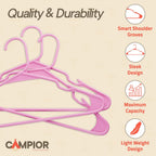 Pink Plastic Hangers 30 Pack– Heavy-Duty Plastic Hangers Slim and Space-Saving, Durable and Lightweight PP with Non-Slip Shoulder Notches for Slip Dresses, Suits, Jackets & Camisoles