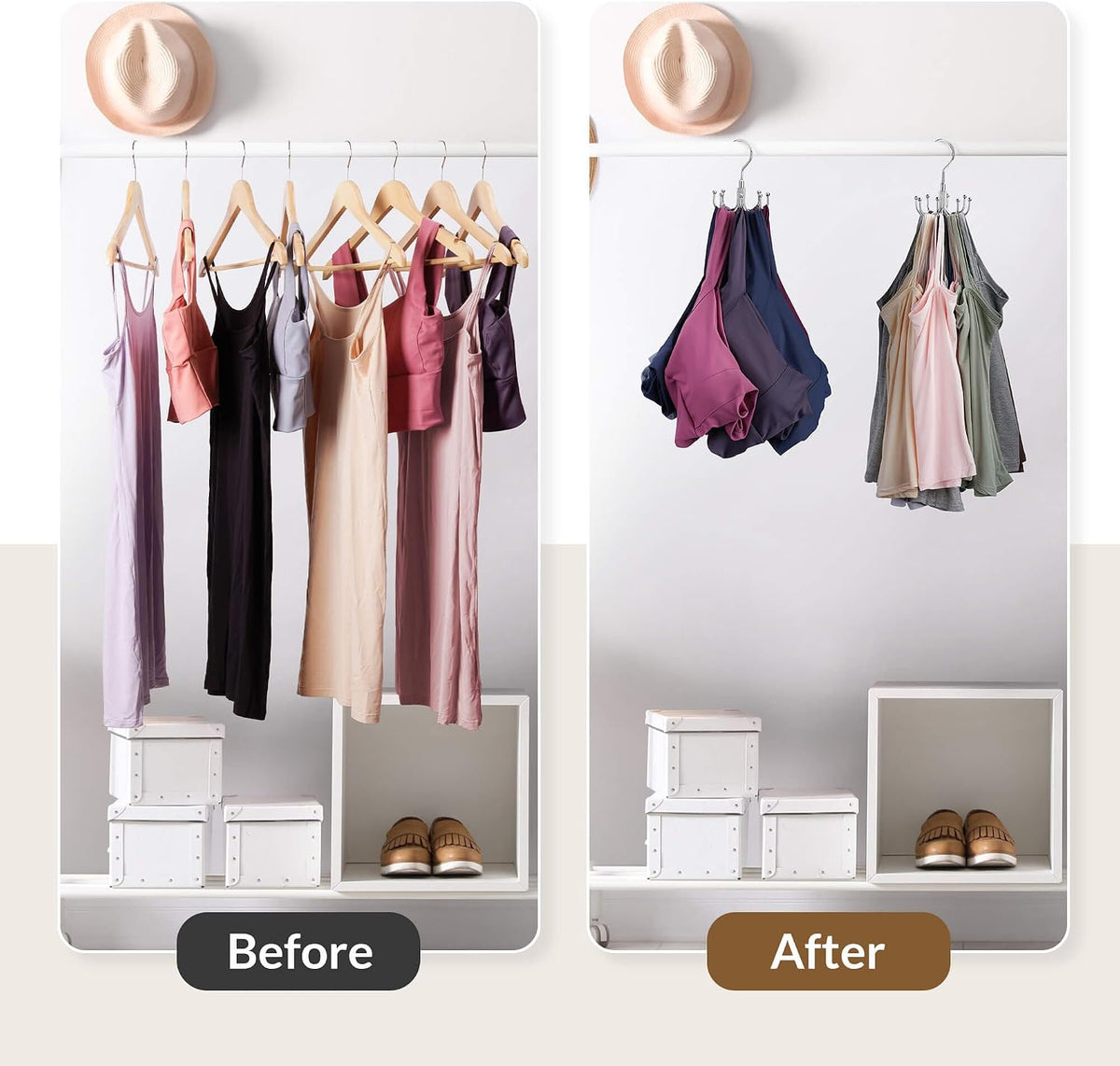 ZEDODIER Tank Top Hanger, Rotating Bra Organizer for Closet, Holds 24 Bras