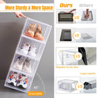 Attelite Shoe Storage Boxes Stackable Clear Shoe Organizer Cabinet,6 Pack