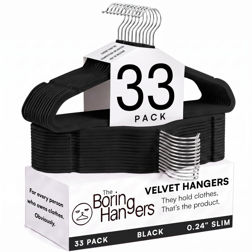 66 Pack Black Velvet Hangers Non Slip, Felt Hangers