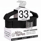 66 Pack Black Velvet Hangers Non Slip, Felt Hangers