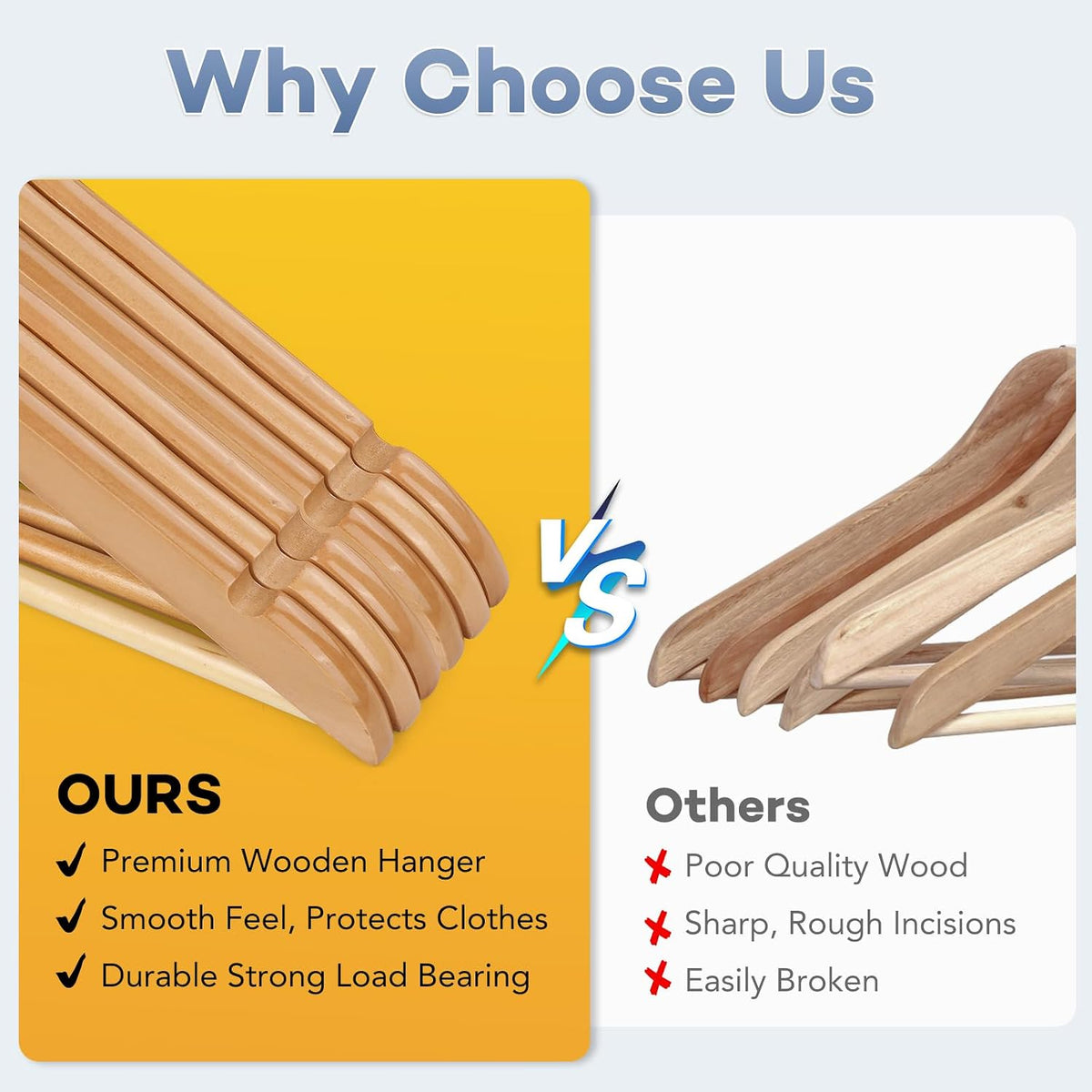 ZENOWICK Wooden Hangers 30 Pack, Heavy Duty Wood Hangers for Coats