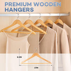 ZENOWICK Wooden Hangers 30 Pack, Heavy Duty Wood Hangers for Coats