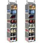 Large-Sized Hanging Shoe Organizer 8-Shelf, Hanging Closet Organizer with 8 Side Pockets, Wider Hanging Shelves for Storage Shoes Clothes 9" W × 11.8" D× 48" H, Grey