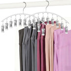 Legging Hangers for Closet Organizer, Hat Hangers for Closet 2 Pack with 10 Clips Holds 20 Leggings, Legging Hanger, Pants Storage Organizer Suitable for Socks, Panties, Underwear, Pants