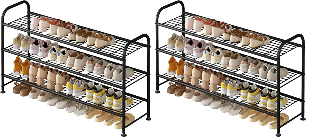 LINZINAR 3 Tier Long Shoe Rack for Closet Metal Shoe Organizer for Entryway