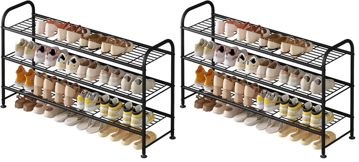 LINZINAR 3 Tier Long Shoe Rack for Closet Metal Shoe Organizer for Entryway